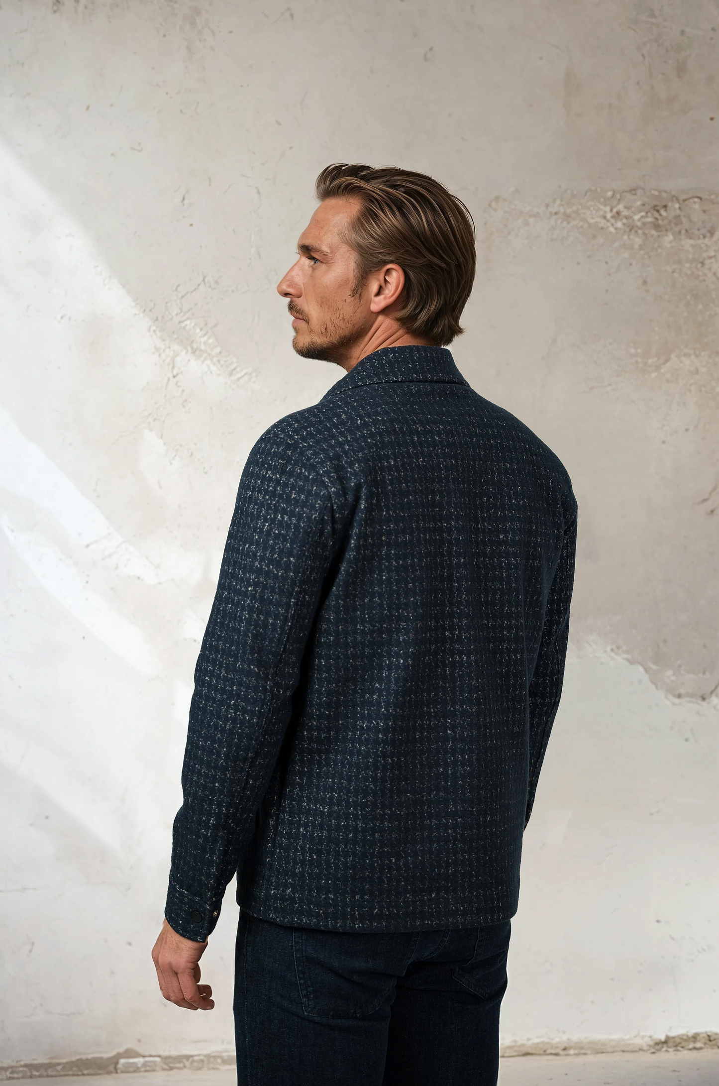 Men’s Dark Navy Knit Houndstooth Jacket
