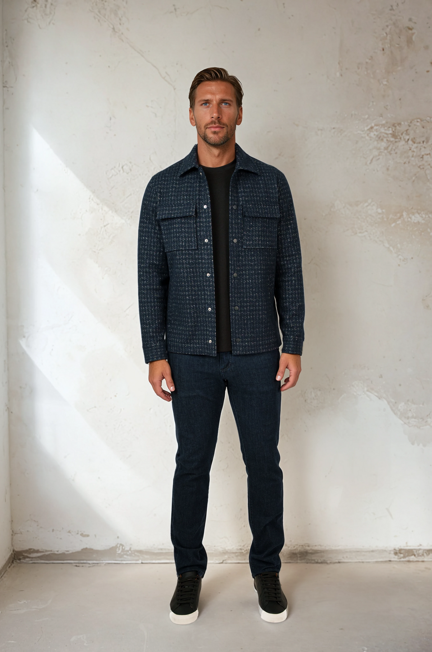 Men’s Dark Navy Knit Houndstooth Jacket