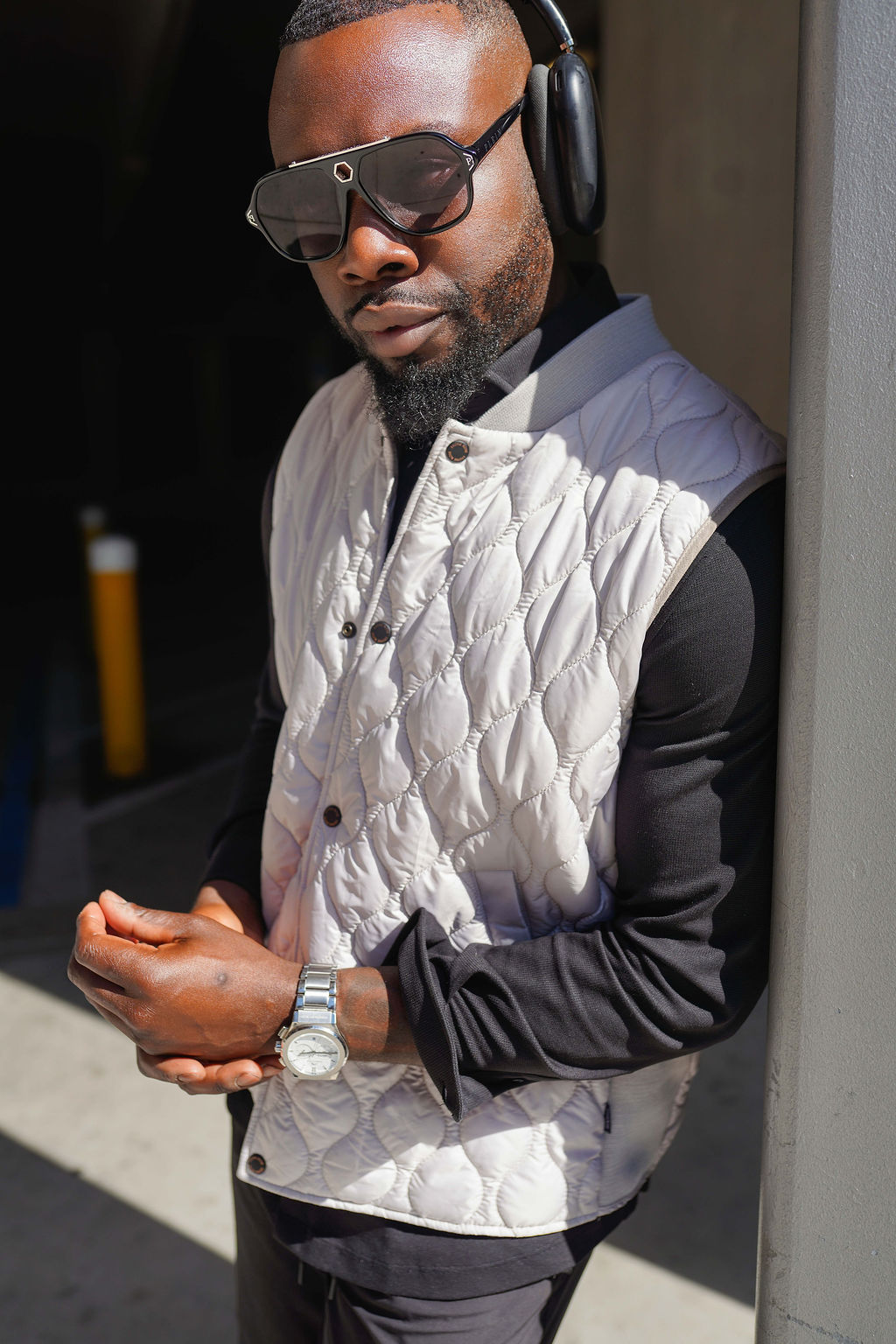 Men’s Silver Quilted Puffer Vest