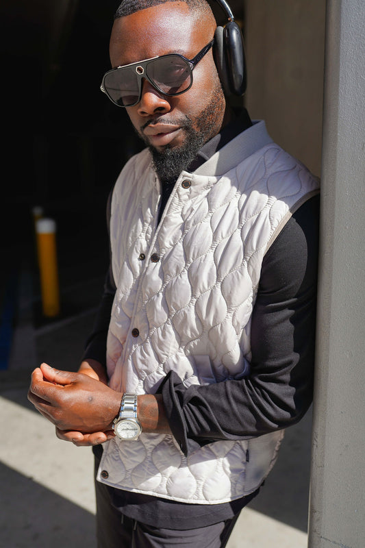 Men’s Silver Quilted Puffer Vest