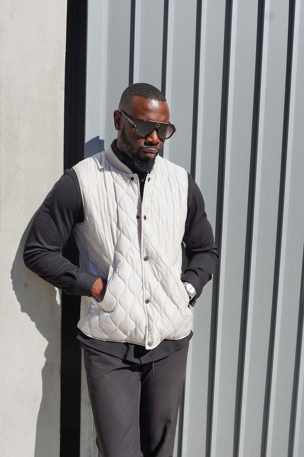 Men’s Silver Quilted Puffer Vest